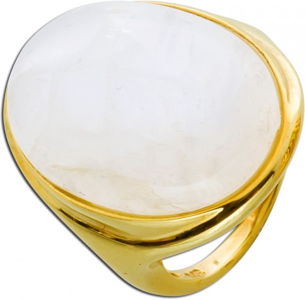 Ring Gelbgold 333 weiß bläulicher Mondstein klassischer Damenring