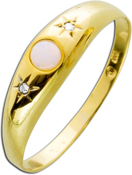 Opal-Bandring Gelbgold 333 Diamanten 8/8 W/P zus 0,02 ct