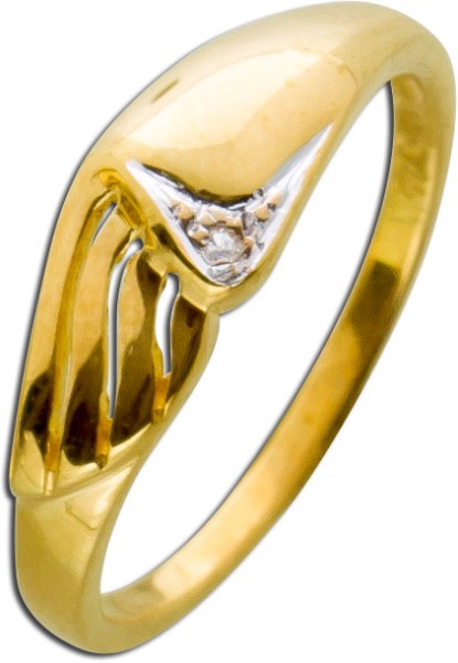 Diamantring Gelbgold 333 Diamant zierlicher moderner Goldring Einzelstück