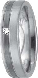 Ring Weissgold 585 Palladium 585 mit geschwärztem Rhodium 1 Princess Diamant 0,03ct W/SI2 Größe 17mm