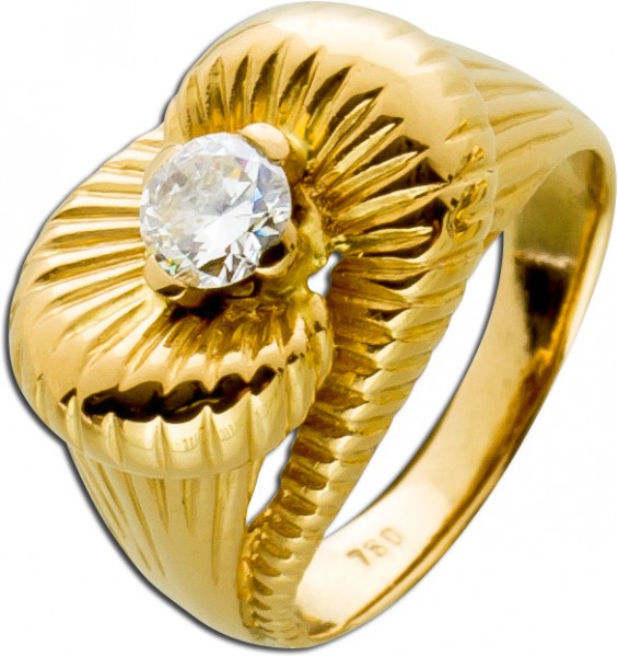 Diamant Ring Gold 750 antik Brillant 0,45ct