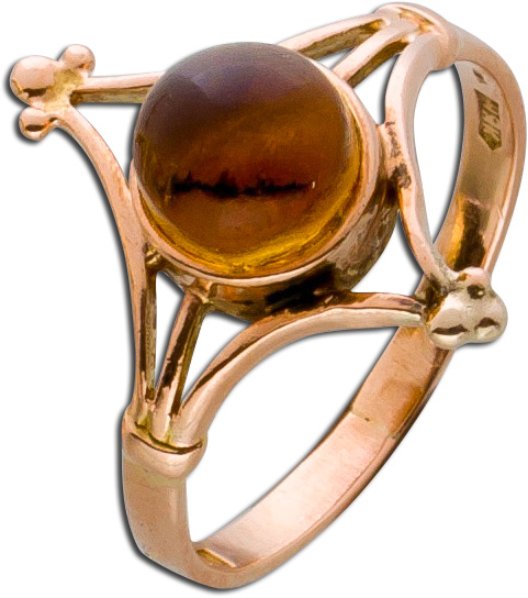 Antiker Bernstein Ring Rotgold 585 Bernstein Cabochon Roségold