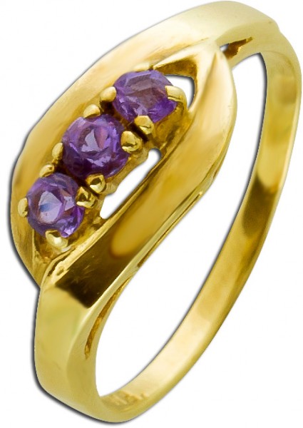 Amethyst Ring violett lila Gelbgold 333 Antik 30er Jahre