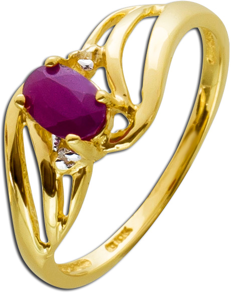 Rubin Diamant Ring Gelbgold 333 Antiker Edelstein Ring