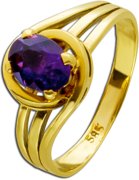 Lila Amethyst Ring Gelbgold 585 Antik Edelstein Ring Goldring