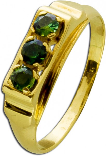 Grüner Peridot Ring Gelbgold 585 Antik Edelsteinring Goldschmuck