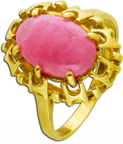 Edelstein pink Ring Gold 333 Rhodochrosit Cabochon antik Edelsteinschmuck