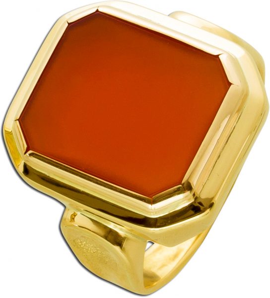 Herrenring Gold 585 Siegelring Gravur Ringe Edelstein orange Karneol antik personalisierbarer Schmuck