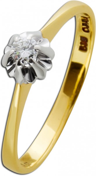 Solitärring Gold Weissgold 585 Antik Ring Brillant weiß Diamant Antikschmuck