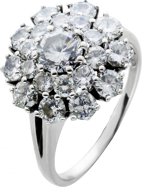 Antiker Ring Weissgold 585 Brillantring Diamantring Brillanten IGI Zertifikat 70er Jahre, Gr. 17mm