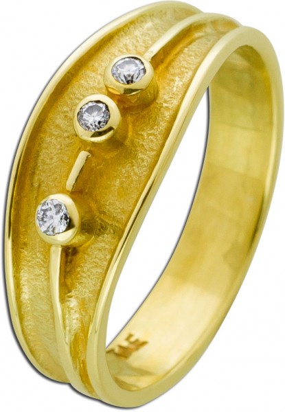 Antiker Diamant Ring  Lapponia Look Weiss/Gelb Gold 585/- Brillant 0,06ct W/P1 matt poliert
