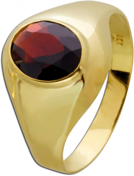 Vintage Edelstein Ring Gelbgold 333/-oval facettierter Granat dunkelrot antik 70er Jahren