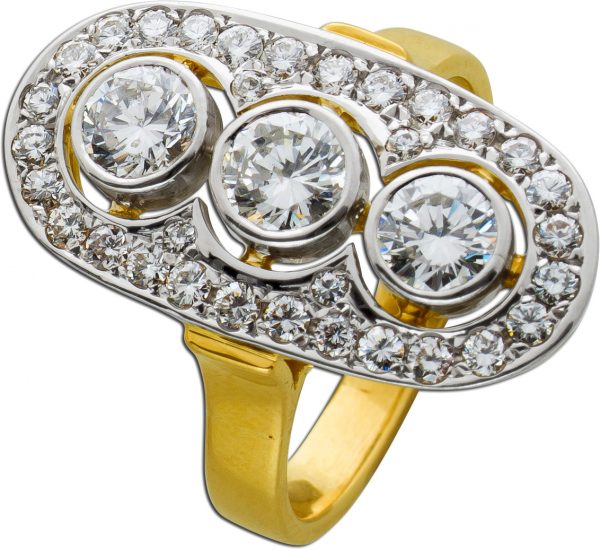 Antiker Art Deco Diamant Ring Platin 950 GelbGold 585 Brillant 50er Jahren Tiffany Look ca 1,55 Carat IGI Zertifikat