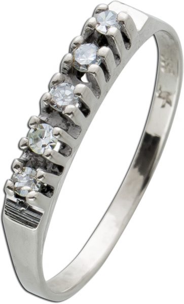 Antiker Diamant Ring Weissgold 585 50-er Jahre 0,10ct 8/8 W/SI Verlobungsring Beisteckring