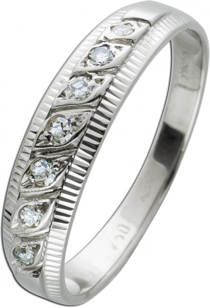 Antiker Memoire Ring Weissgold 750/- um 1960  Diamanten 0,15ct 8/8 TW/VSI