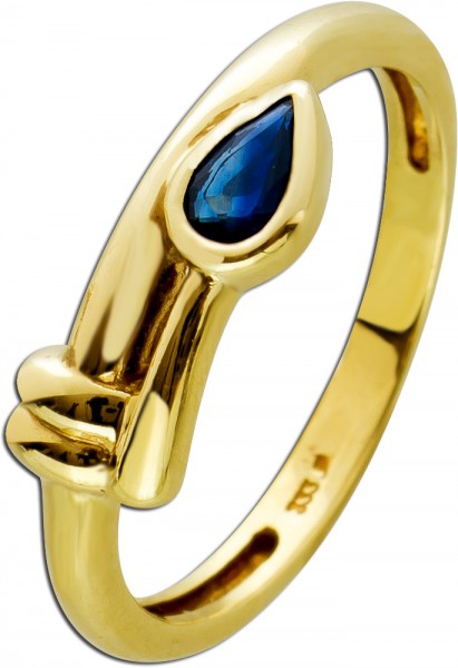 Moderner blauer Saphir Ring Gelbgold 333 Edelsteinschmuck