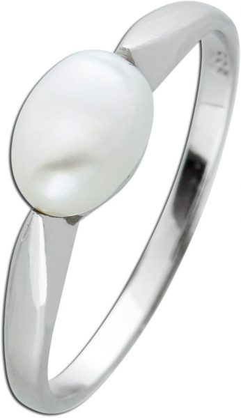 Antiker Perlen Ring Weissgold 585 weisse jap. Biwa Perle Kartoffelform 70er Jahre Vintage