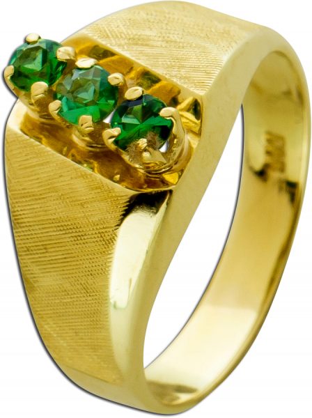 Antiker Ring 50er Jahren grünen Peridot Gelbgold 585 Edelsteinschmuck