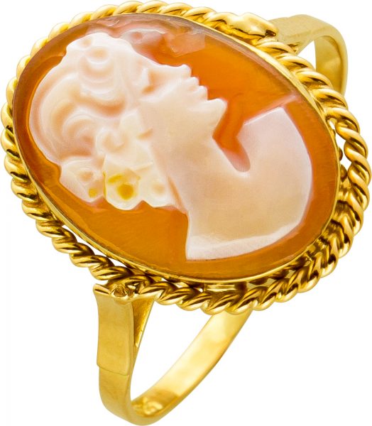 Antiker Achat Gemmen Ring Gold 585 um 1900 zierlich orangefarbener Edelstein Gr. 18mm