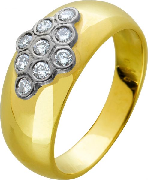 Antiker Brillantring Gelbgold 585 poliert Diamanten zus 0,36ct TW/VVSI rautenförmig gefasst  19mm 5,4 Gramm