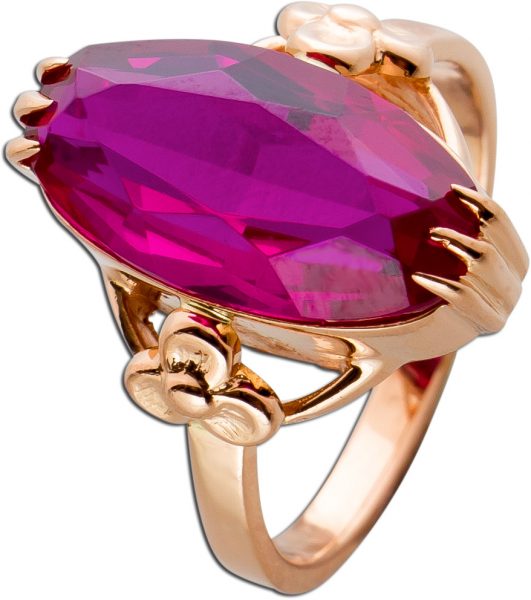 Antiker Edelstein Ring um 1960 Top Zustand Rosegold 583 synthetischer Rubin Vintage 16mm