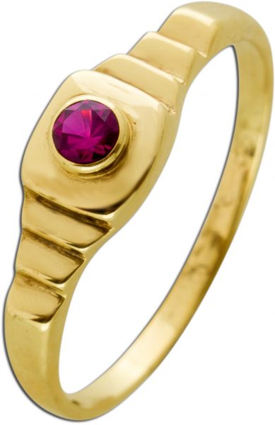 Antiker Rubin Ring Gelbgold 333 Synthetischer Roter Edelstein Um 1920 Sehr Guter Zustand