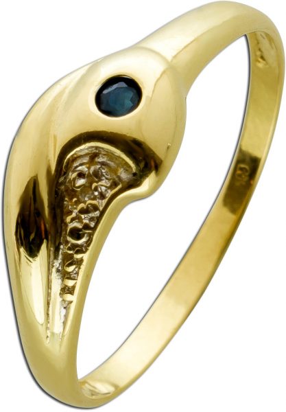 Antiker Ring Gelbgold Weissgold Diamant 8/8 0,005ct W/I Saphir Edelstein um 1970 TOP Zustand