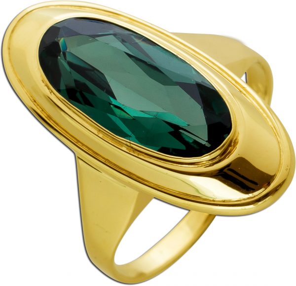 Antiker Ring 1930 Gelb Gold 14 Karat 1echter Turmalin Edelstein Ringgröße 17,9mm