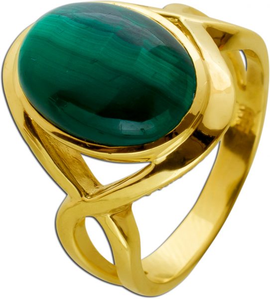 Antiker Solitär Edelstein Ring Gelbgold 333 8 Karat 1 grün leuchtender Malachit Edelstein Ringgröße 18mm