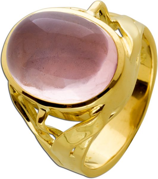 Antiker Edelstein Ring Gelbgold 750 Rosenquarz 12ct.