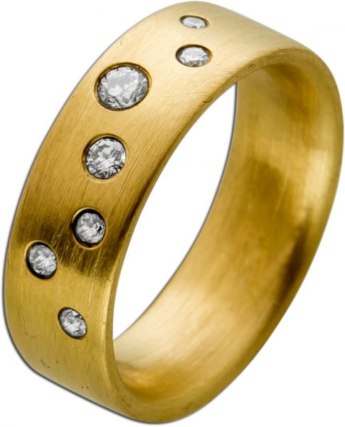 Sternenhimmel Diamant Ring Gelbgold 750 18 karat 7 Brillanten 0,20ct TW-W/VVSI Ringgröße 16mm Görg Zertifikat