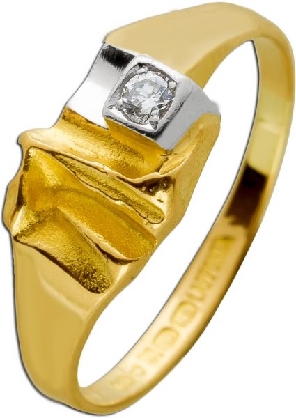 Lapponia Original Designer Brillant Ring Gelbgold Weißgold 18Karat funkelnder Brillant 0,08ct. TW/Lupenrein nordisches Design Gr.18,5mm änderbar