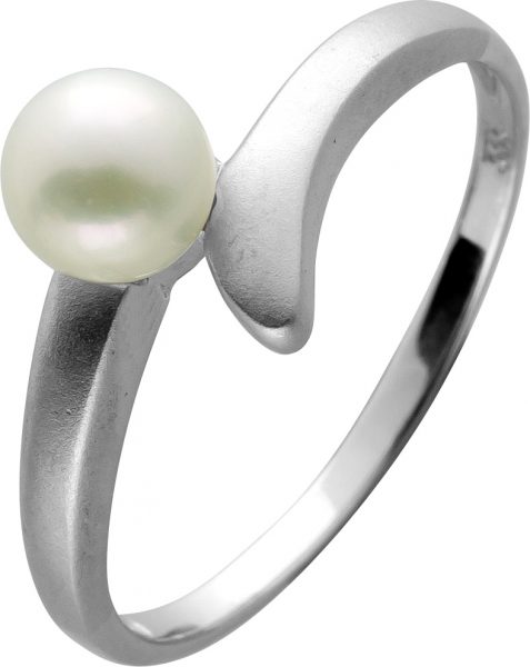 Ring Weißgold 333 8 Karat 1 Japanische Akoyaperle AAA Perlenqualität weiß-rose Lustre ganz rund Designer Ringschiene