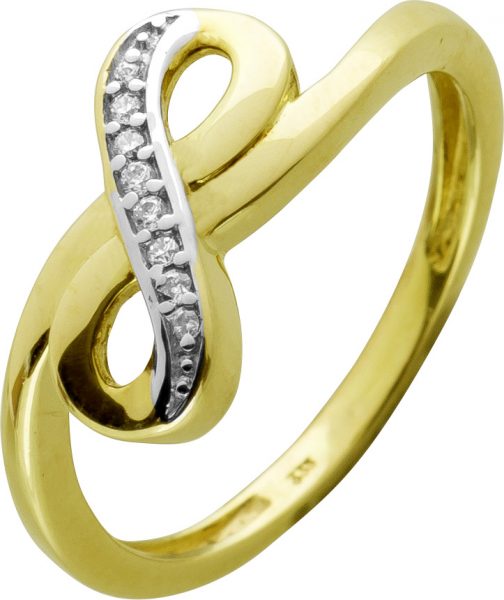 Antiker Ring Gelbgold 333 8 Karat 8 Diamanten Brillantschliff Total 0,04ct TW/SI Vintage 1990