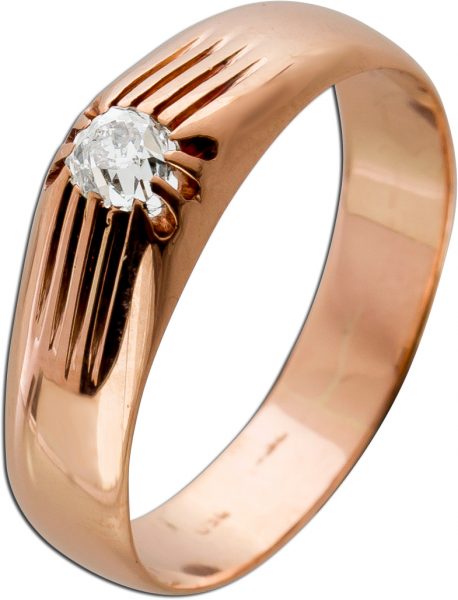 Antiker Solitär Ring Rosegold 750 18 Karat 1 Diamant  Altschliff Brillantschliff 0,15ct W/J1 Vintage 1920