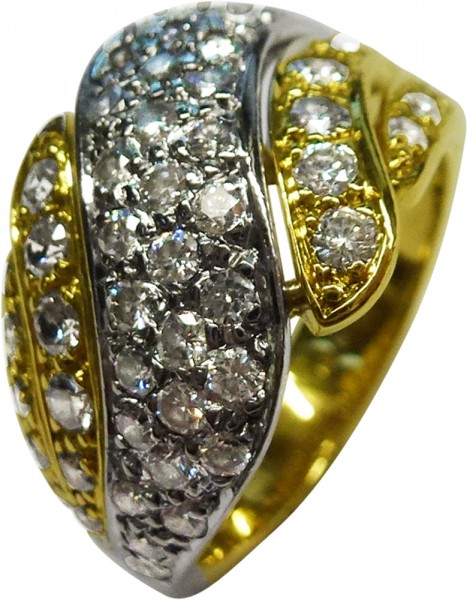 Ring – Damenring Gelbgold/ Weißgold 750 47 Brillanten ca. 1ct TW/VSI