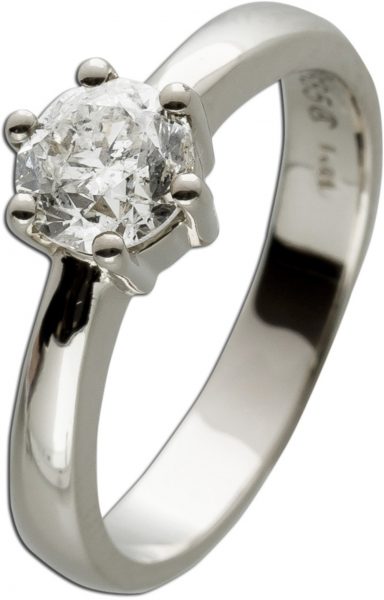Solitärring Brillant Ring Weißgold 585 14 Karat 1 Diamant Brillantschliff 1,01ct Top Crystal Pique 2 Görg Zertifikat Ringgröße 17,5mm