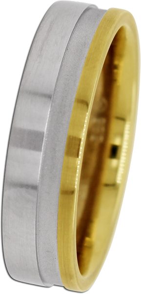 Designer Ring Gelb/Weißgold 585 eismattes/mattiertes Finish