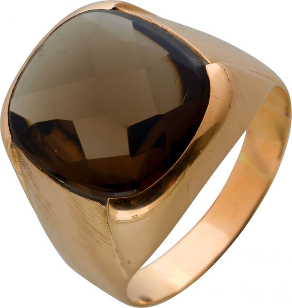 Antiker Ring 1930 Gelbgold 585 1 Rauchquarz 12,68ct UNISEX