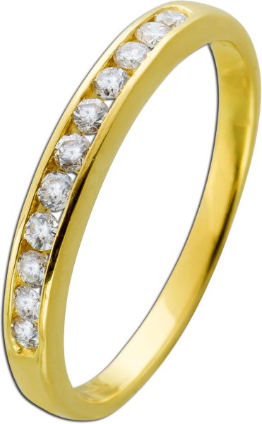Diamant Memoire Alliance Ring Gelbgold 750 18 Karat 11 Diamanten Brillantschliff Total 0,22ct TW Lupenrein Channel Setting