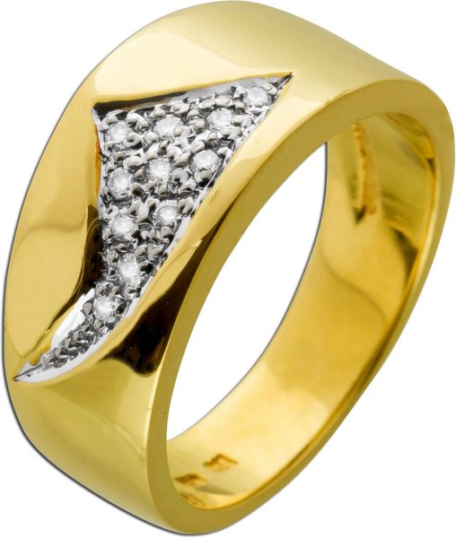 Brillant Ring Gelbgold 750 11 Brillanten 0,11ct.TW/VSI Rochen-Stingray design