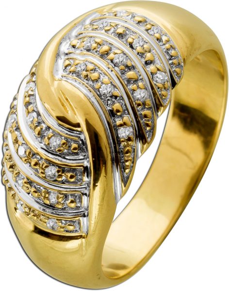 Ring Gelbgold 585 22 Diamanten 0,11ct. W/SI um 1980 wie neu