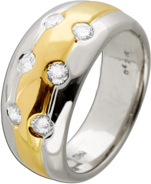 Diamantring Gelbgold 750 Weißgold Lupenreine – VS weiße Brillanten 0,42ct.