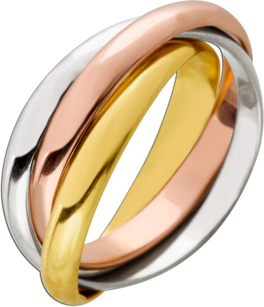 Trinity de Cartier Klassik Original Ring Gelb/Weiß/Rosegold 750