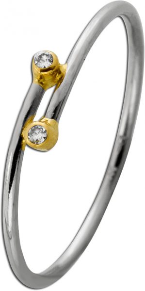 Vintage Ring Platin 950 Gelbgold 750 Diamanten 0.03ct. TW VVS