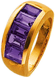 Goldring in 14 Karat 585/- echte wunderschöne lilafarbene Amethyst-Steine unsichtbar gefasst,der Ring ist ca. 15mm breit und 3mm stark. In den Größen 16 – 20 mm erhältlich. Topdesign zum Toppreis aus den Hause Abramowicz aus Stuttgart. Der Juwelier Ihres