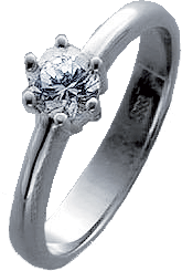 Ring aus Weißgold 585/-, Brillant 0,99ct W/VSI (Weiß/sehr kleine Einschlüsse) in Krappenfassung. Der Ring ist in Deutschland von Meisterhand hergestellt  und gefasst. Die Ringe werden selbstverständlich von uns auf Ihre Wunschgröße abgeändert