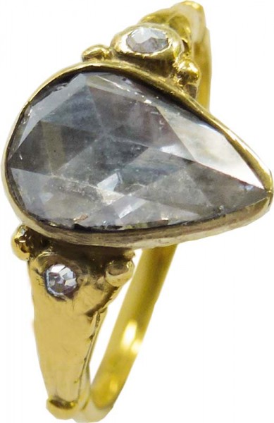 Traumhafter Ring in Gold 750/- mit einem funkelnden Diamanten in Tropfenform1,20ct W/P, Altschliff Rose, Antik um 1920. ZumTiefstpreis und in Premiumqualität bei Stuttgarts Schmuckhändler Nr. 1 – Ch. Abramowicz