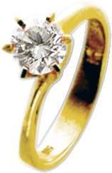 Ring in Gold 585/- mit  einem funkelnden Brillanten 1,06ct TCR/VSI in feinem  getöntem weiß mit sehr kleinen Einschlüssen. Ein wunderschönes Schmuckstück zum unglaublich günstig aus dem Hause Abramowicz aus Stuttgart.