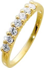 Memoire Ring,mit 7 funkelnden Zirkonia,  aus echtem Silber Sterlingsilber 925 und hartvergoldet nicht zu unterscheiden von einem Diamant Ring von Deutschlands grösstem Schmuckverkäufer Abramowicz aus Stuttgart